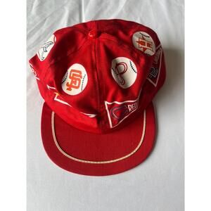 Vintage 60s New Era Red MLB Retro Cap Team Logos Flat‎ Brim Baseball